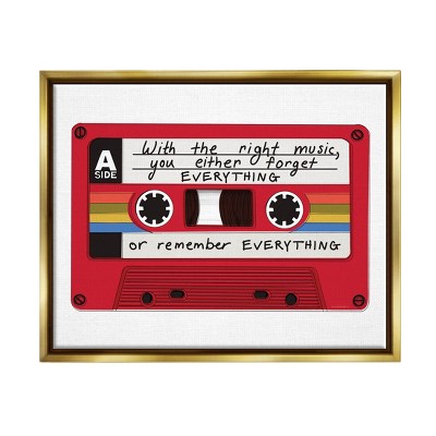 Stupell Industries With The Right Music Vintage Cassette Framed Floater Canvas Wall Art