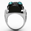 Slickblue Women’s Two-Tone IP Black Stainless Steel Skull Ring with Blue Zircon Synthetic Crystal, Size 5-10 - 3 of 4