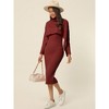 Seta T Women's Spring Fall 2 Piece Outfits Knitted Long Sleeve Turtleneck Sweaters with Tank Bodycon Midi Sweater Dress Set - 3 of 4