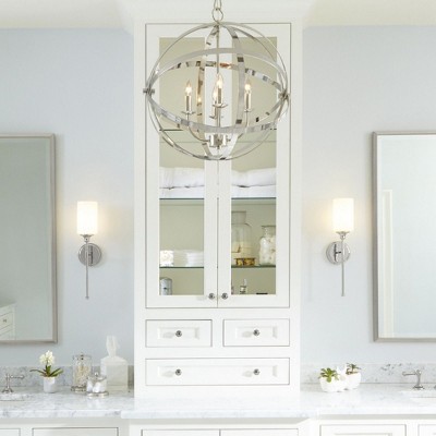 Celeste Transitional Polished Nickel Wall Sconce with Opal Glass Shade