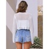 INSPIRE CHIC Women's Long Sleeve Tie Front Crochet Cropped Bolero Shrug - 3 of 4