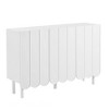 Modern Cream Style Shoe Cabinet With 3 Wave Doors, Sideboard With Adjustable Shelves, 5 Solid Wood Legs, Storage Cabinet For Living Room Hallway - 4 of 4