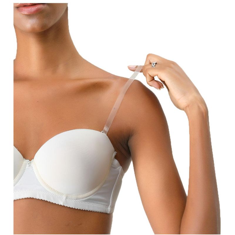 Allegra K Clear Bra Straps Soft Transparent Fashion Secrets Bra Strapless Replacement Invisible Shoulder Straps Clear-5 pairs Width: 1 cm/ 3/8", 1 of 4
