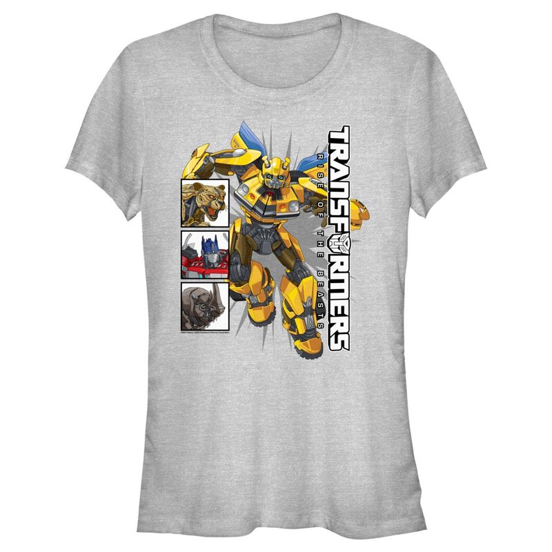 Juniors Womens Transformers: Rise of the Beasts Bumblebee Poster T-Shirt, 1 of 5