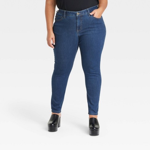 Plus Size Mid Blue Skinny Stretch AVA Jeans