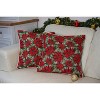 Signare USA Xmas Poinsettias Pillowcase Cushion Cover 18x18 Inch - 2 of 4