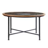 Shabra Glass Top Cocktail Table Black/Natural - Aiden Lane