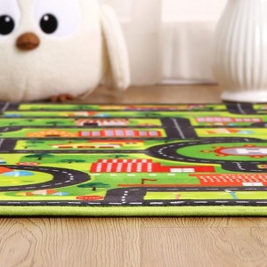 Washable Kids Play Rug, Non-Slip Stain Resistant Educational Carpet with Roads and Buildings for Classroom Playroom Bedroom - 1 of 3