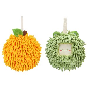REGALWOVEN 2 Pcs Comfortable Soft Absorbent Chenille Ball Fuzzy Hand Towels - 1 of 4
