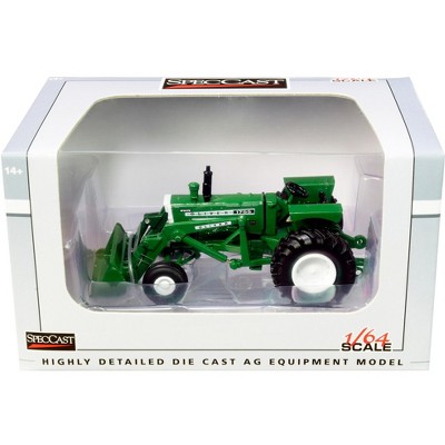 White Oliver 1755 Wide Front Tractor with Loader Green 1/64 Diecast Model by SpecCast