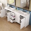 KWPZQEB 84" Bathroom Vanity with 2 Ceramic Sink, Freestanding Vanity Cabinet with 3 Drawers & Adjustable Shelves, Large Double Bath Vanity Sink Combo - 4 of 4