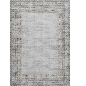 Vintage Washable Large Area Rug for Bedroom Living Room, Bordered Non Slip Floor Carpet for Dining Room, Retro Accent Throw Mat - 1 of 4