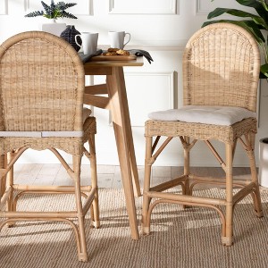 bali & pari Bilu Bohemian Natural Rattan 2-Piece Counter Stool Set - 1 of 4