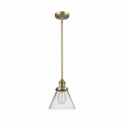 Cone - 1 Light Stem Hung Mini Pendant In Industrial Style-10 Inches Tall and 8 Inches Wide