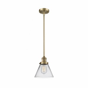 Cone - 1 Light Stem Hung Mini Pendant In Industrial Style-10 Inches Tall and 8 Inches Wide - 1 of 1