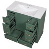 NicBex 36'' Bathroom Storage Cabinet with Sink, Bathroom Vanity, 1 Spacious Cabinet Door with Adjustable Shelf, 6 Drawers for Bathroom, Green - 4 of 4