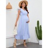 Clearlove Women Maxi Dresses Cap Short Sleeve V Neck  Dot High Waisted A-Line Ruffle Tiered Dress - 2 of 4