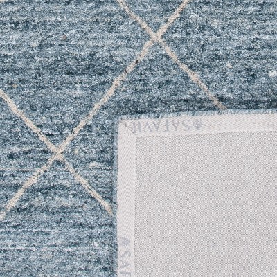 Hand-Loomed Artisan Blue Wool Rug, 4' x 6', Transitional Tufted Design