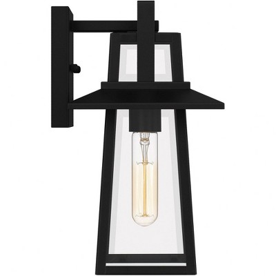 Devonport Matte Black Steel Outdoor Wall Lantern with Clear Glass