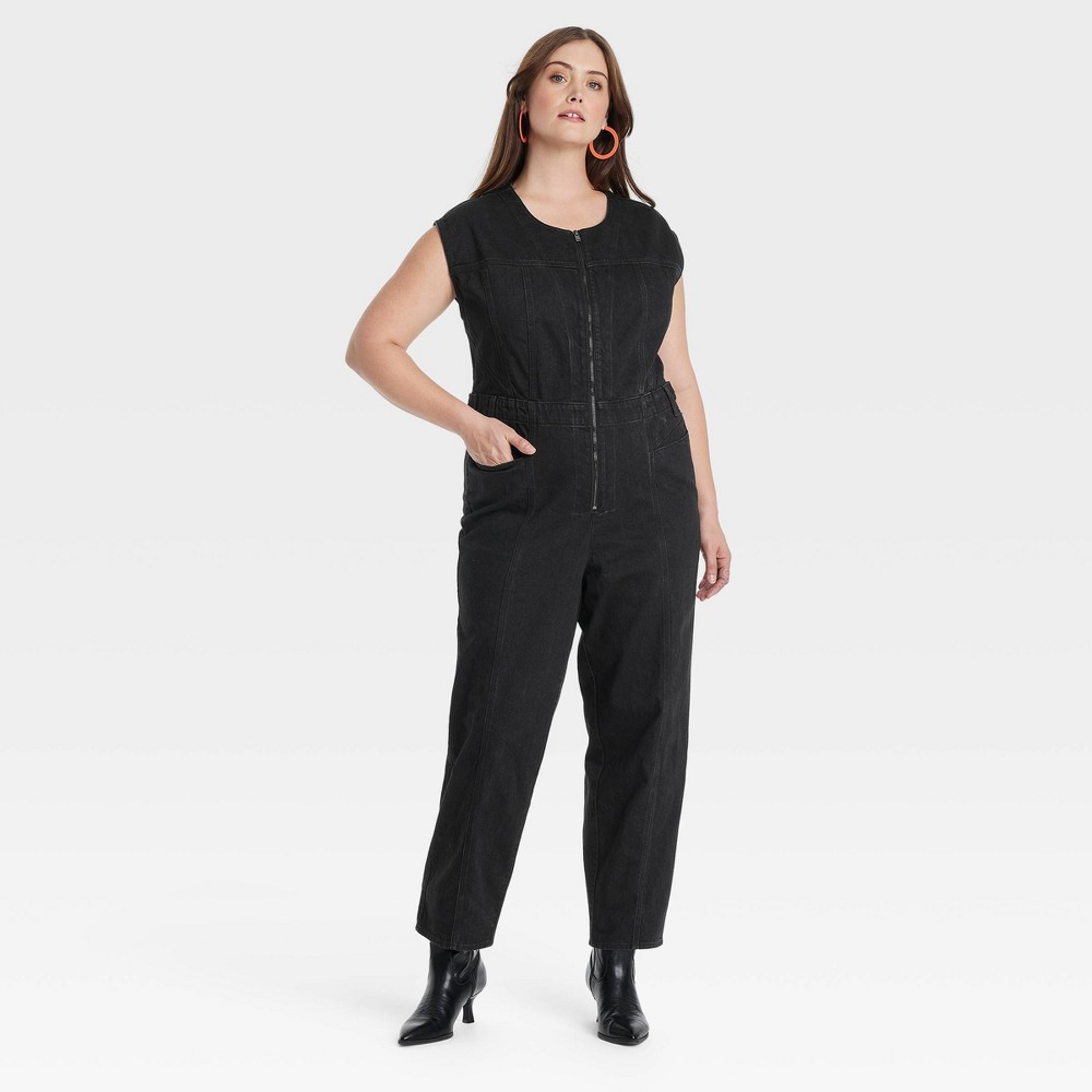 Women's Tailored Denim Jumpsuit - Universal Thread™ Black 24