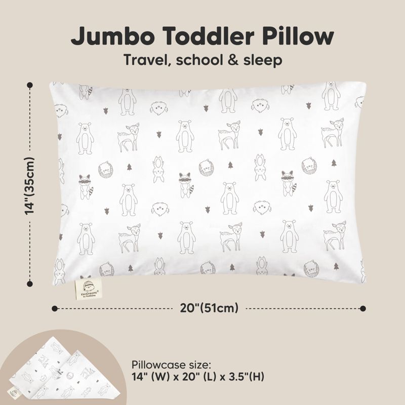 KeaBabies Jumbo Toddler Pillow with Pillowcase, 14X20 Soft Organic Toddler Pillows for Sleeping, Kids Travel Pillow, 4 of 11