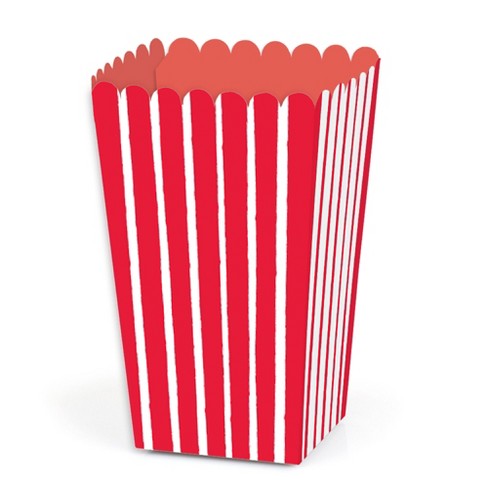 Big Dot of Happiness Red Stripes - Simple Party Favor Popcorn Treat Boxes -  Set of 12