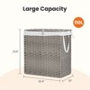 FONTOI Foldable Laundry Basket with Lid, Hand-Woven Laundry Basket with Compartments & Handles, Removable Liner, Gray, 13"*23.6"*22.4" - 3 of 4