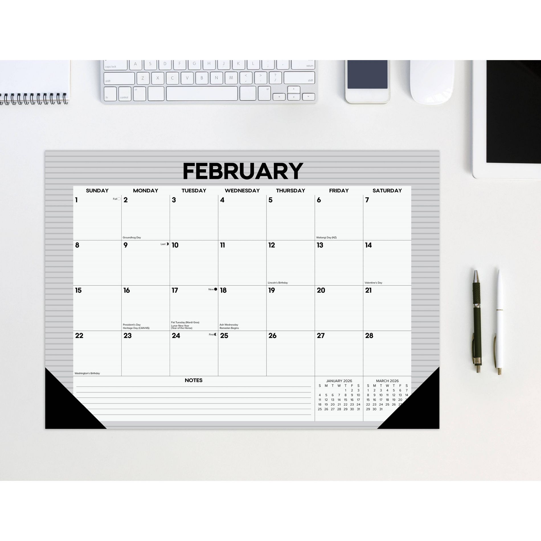 Willow Creek Press 17"x12" 2026 Pinstripe Small Monthly Deskpad