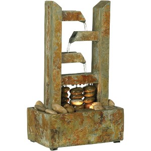 John Timberland Zigzag Zen Modern Cascading Indoor Tabletop Water Fountain with Light 17 1/4" for Table Office Desk Home Bedroom House Living Room - 1 of 4