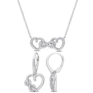 EVERLY JEWELRY | Sterling Silver 1/10ct TDW Diamond 2-Piece Infinity Heart Earrings and Necklace Set - 1 of 4