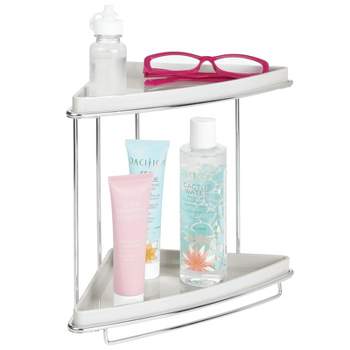 mDesign Steel/Plastic 2-Tier Freestanding Bathroom Organizer Shelf, Light Gray