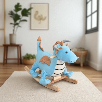 Mshliw Plush Dinosaur Rocking Horse Toy for Toddlers, Ride-On Rocker Chair with Sounds, Soft Seat & Wooden Base for Ages 18-36 Months, Halloween gift