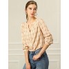 Allegra K Women's Casual Plaid Blouse Button Up V-Neck Long Sleeve Western Shirt - 2 of 4