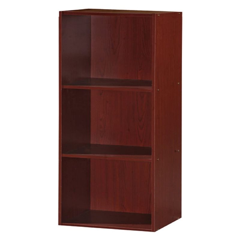 Hodedah HID23 High Quality 3 Shelf Home, Office, and School Organization Storage 35.67 Inch Tall Slim Bookcase Cabinets to Display Decor, Mahogany, 1 of 7