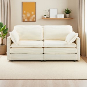 69" Chenille Modular 2-Seater Loveseat with Plush Cushions & 2 Throw Pillows - 1 of 4