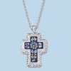 Ross-Simons Italian Murano Glass Mosaic Floral Cross Pendant Necklace in Sterling Silver - 3 of 4