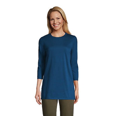 Lands' End Women's Petite 3/4 Sleeve Supima Cotton Crewneck Tunic ...