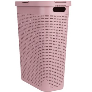 Mind Reader 40 Liter Slim Laundry Basket, Hamper with Cutout Handles, Washing Bin, Dirty Clothes Storage, Bathroom, Bedroom, Closet, Pink - 1 of 4