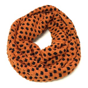 Wrapables Two Tone Warm Winter Knit Infinity Scarf, Orange & Black - 1 of 3