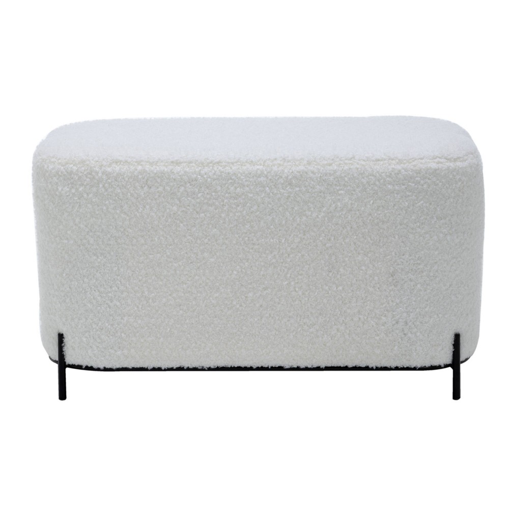 Photos - Pouffe / Bench 32" Modern Decorative Bench with Metal Base Cream Faux Shearling - WOVENBY