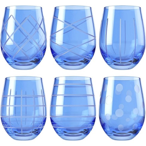 JoyJolt Hue Set of 6 (15 oz) Stemless Wine Glasses