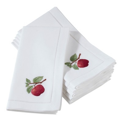 Saro Lifestyle Embroidered Apple Design Cotton Napkins (Set of 6)