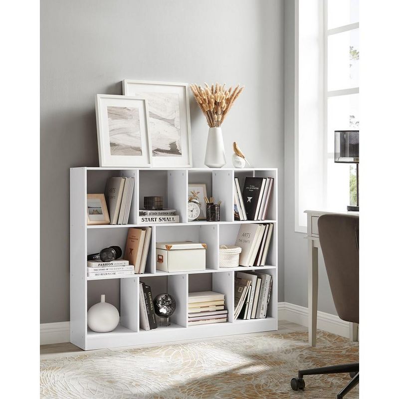 VASAGLE Bookshelf, Bookcase, Book Shelf, Storage Shelf, with 11 Storage Compartments, White, 2 of 6