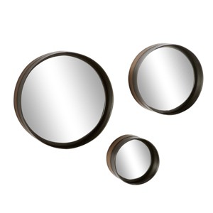 Contemporary Metal Wall Mirror Set of 3 Dark Brown - Olivia & May: Indoor Decorative Round Mirrors - 1 of 4