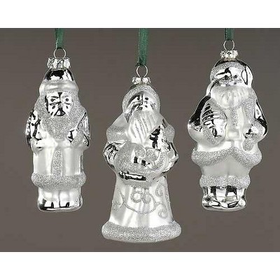 Roman Set of 12 Silver Glittered Santa Claus Christmas Ornaments 7"