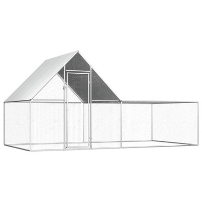 Chicken Coop Silver Galvanized Steel Large Chicken CoopvidaXL