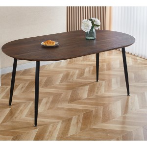 Extensible table,DINING TABLE,OFFICE TABLE,COFFEE TABLE,black metal leg,walnut color top,100/140/180x100x75cm - 1 of 1