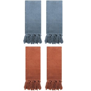 REGALWOVEN Solid Cotton Bathroom Hand Towel with Tassel 4 Pack - 1 of 4
