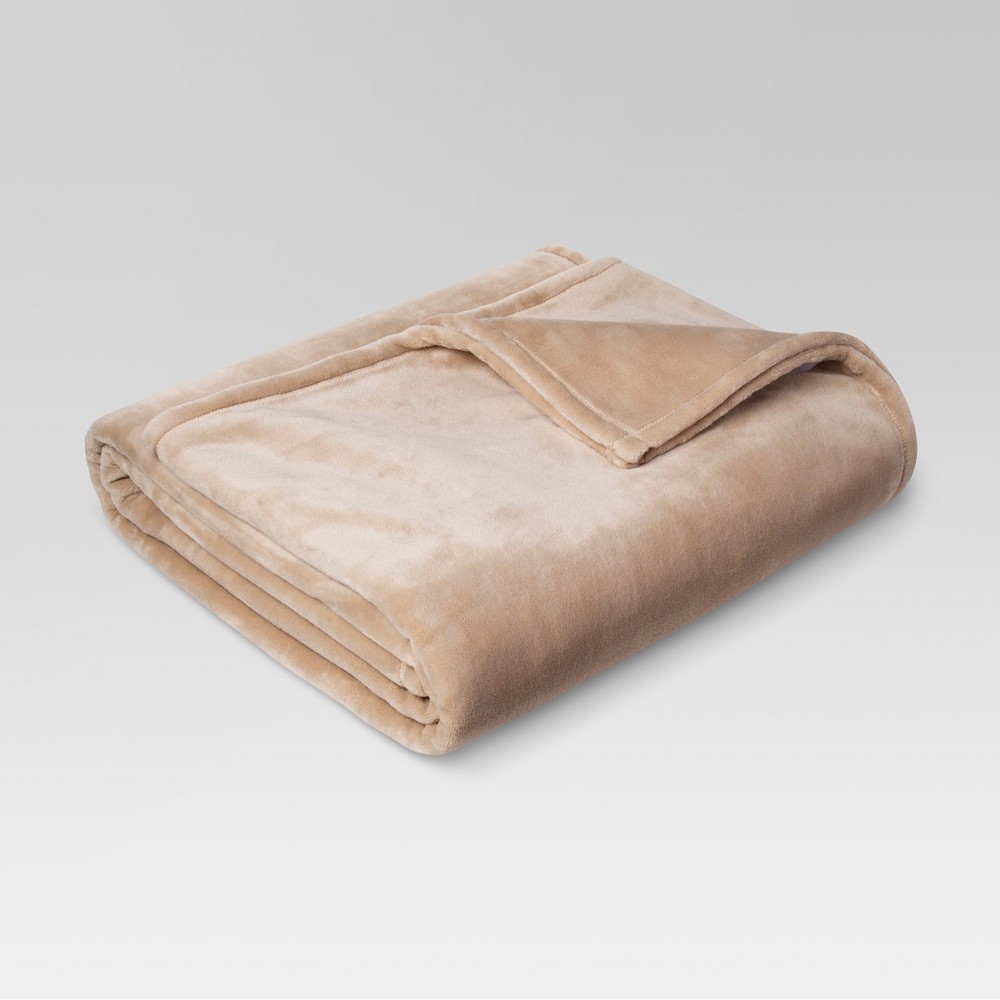 Twin Microplush Bed Blanket Brown Linen - Threshold was $22.99 now $16.09 (30.0% off)