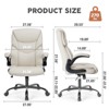 Task Chairs PU Leather with Adjustable Fixed Lumbar Support Office Chair in Beige with Flip-up Armrest Strong Metal Base - 3 of 4
